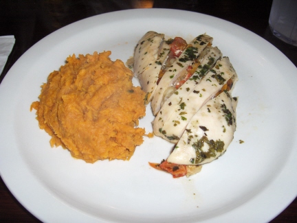 Stuffed chicken with sweet potatoes